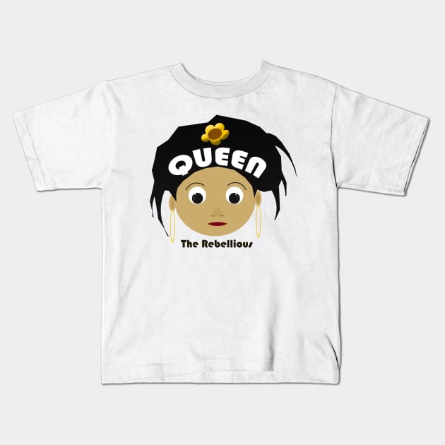 The Rebellious Queen with Beautiful Afro Hair Kids T-Shirt by FoolDesign